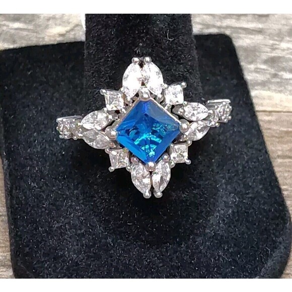 Bomb Party Jewelry - New Bomb Party Ring RBP3017 Natural Fusion Blue Zircon Size 9 Hollywood Glamour